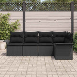 Garden Sofa Set with Cushion Manual 5 pcs Black Poly Rattan