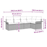 Garden Sofa Set with Cushion Manual 5 pcs Black Poly Rattan