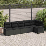Garden Sofa Set with Cushion 6 pcs Black Poly rattan