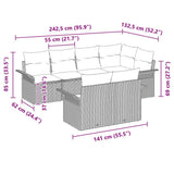 Garden Sofa Set with Cushion 7 pcs Grey Poly Rattan
