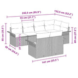 Garden Sofa Set with Cushion 7 pcs Black Poly Rattan - Extra Image