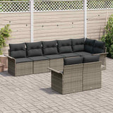 Garden Sofa Set with Cushion 8 pcs Grey Poly Rattan - Side View
