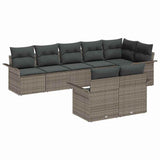 Garden Sofa Set with Cushion 8 pcs Grey Poly Rattan - Front View