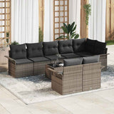 Garden Sofa Set with Cushion 9 pcs Grey Poly rattan