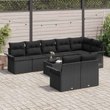 Garden Sofa Set with Cushion 9 pcs Black Poly rattan - Side View