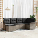 Garden Sofa Set with Cushion 6 pcs Grey Poly Rattan