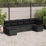 Garden Sofa Set 7 pcs Black Poly Rattan
