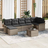 Garden Sofa Set with Cushion 8 pcs Grey Poly rattan
