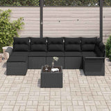 Garden Sofa Set with Cushion 8 pcs Black Poly Rattan
