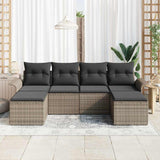 Garden Sofa Set with Cushion 6 pcs Grey Poly Rattan - Side View