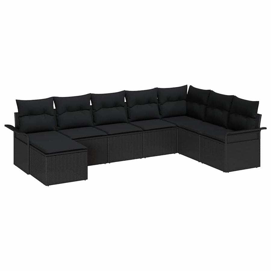 Garden Sofa Set 8 pcs Black Poly Rattan