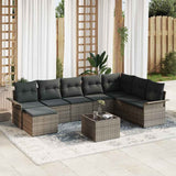 Garden Sofa Set 9 pcs Grey Poly Rattan