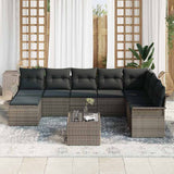 Garden Sofa Set 9 pcs Grey Poly Rattan