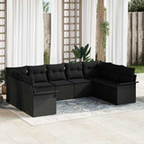 Garden Sofa Set with Cushion Black Poly Rattan