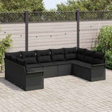 Garden Sofa Set with Cushion Black Poly Rattan - Side View
