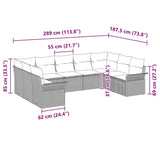 Garden Sofa Set with Cushion Black Poly Rattan