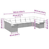 Garden Sofa Set with Cushion 10 pcs Grey Poly Rattan
