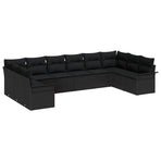 Garden Sofa Set 10 pcs Black Poly Rattan