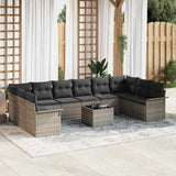 Garden Sofa Set with Cushion 11 pcs Grey Poly rattan