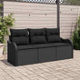 Garden Sofa Set 3 pcs Black Poly Rattan