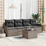 Garden Sofa Set Grey Poly Rattan