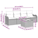 Garden Sofa Set Grey Poly Rattan - Low Angle