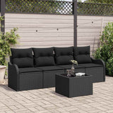 Garden Sofa Set Black Poly Rattan