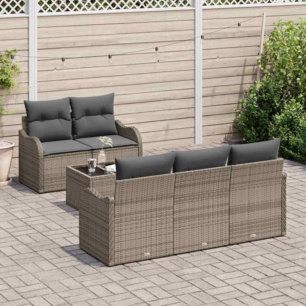 Garden Sofa Set Grey Poly Rattan