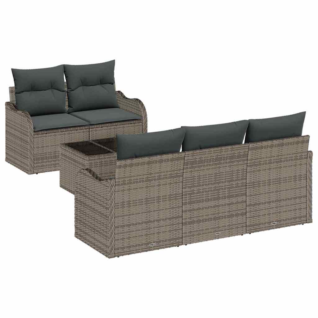 Garden Sofa Set Grey Poly Rattan