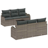Garden Sofa Set 7 pcs Grey 55 x 55 x 37 cm Poly rattan - Front View