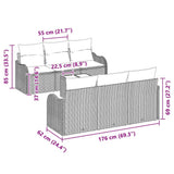 Garden Sofa Set Grey 55 x 55 x 37 cm Poly Rattan