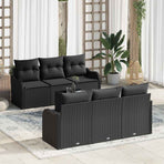 Garden Sofa Set 7 pcs Black 55 x 55 x 37 cm Poly Rattan