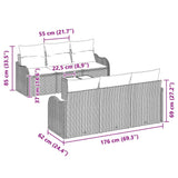 Garden Sofa Set 7 pcs Black 55 x 55 x 37 cm Poly rattan - Low Angle