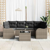 Garden Sofa Set 7 pcs Grey 55 x 55 x 37 cm Poly rattan - Side View