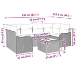 Garden Sofa Set 7 pcs Grey 55 x 55 x 37 cm Poly rattan - Extra Image