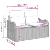 Garden Sofa Set 7 pcs Grey 55 x 55 x 37 cm Poly rattan - Extra Image