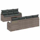 Garden Sofa Set 8 pcs Grey 55 x 55 x 37 cm Poly rattan - Front View
