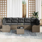 Garden Sofa Set 8 pcs 7-Seater Grey Poly Rattan