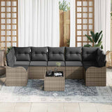 Garden Sofa Set 8 pcs Grey 55 x 55 x 37 cm Poly rattan - Side View