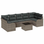 Garden Sofa Set 8 pcs 7-Seater Grey Poly Rattan
