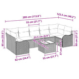 Garden Sofa Set 8 pcs Black 55 x 55 x 37 cm Poly rattan - Extra Image