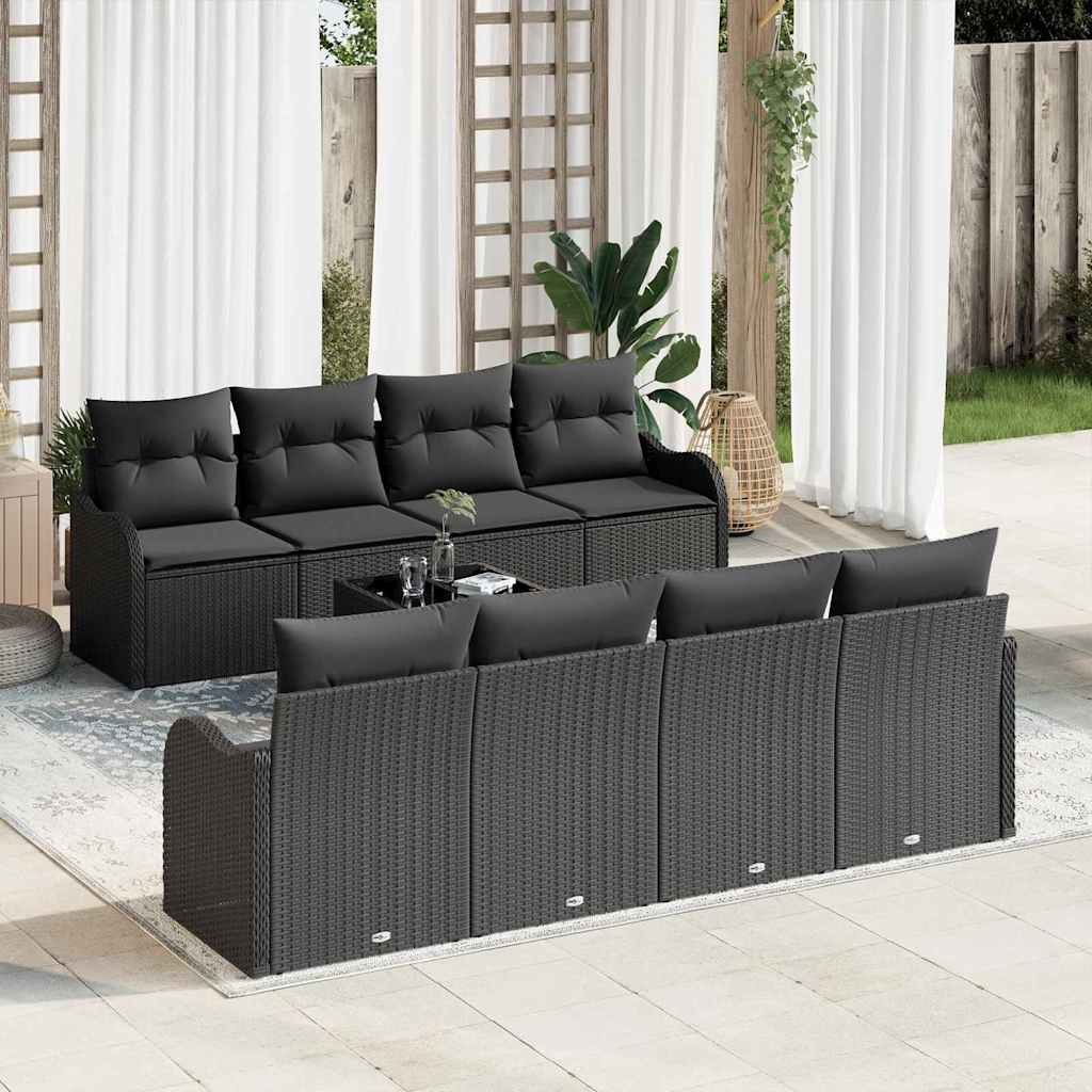 Garden Sofa Set Black 55 x 55 x 37 cm Poly Rattan