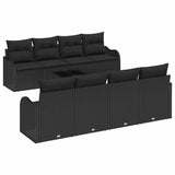 Garden Sofa Set 9 pcs Black 55 x 55 x 37 cm Poly rattan - Front View