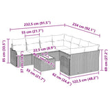 Garden Sofa Set 9 pcs Grey 55 x 55 x 37 cm Poly rattan - Extra Image