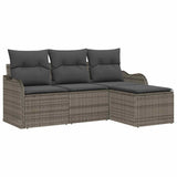 Garden Sofa Set with Cushion 4 pcs Grey Poly rattan