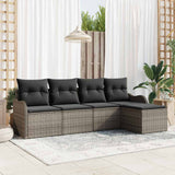 Garden Sofa Set 5 pcs Grey Poly Rattan