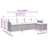 Garden Sofa Set Black Poly Rattan