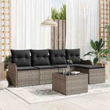Garden Sofa Set 6 pcs Grey Poly Rattan