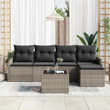 Garden Sofa Set 6 pcs Grey Poly Rattan - Side View