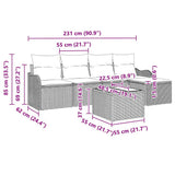 Garden Sofa Set 6 pcs Grey Poly Rattan